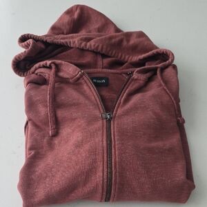 Hudson Jeans Men's Maroon Zip-Up Sweater